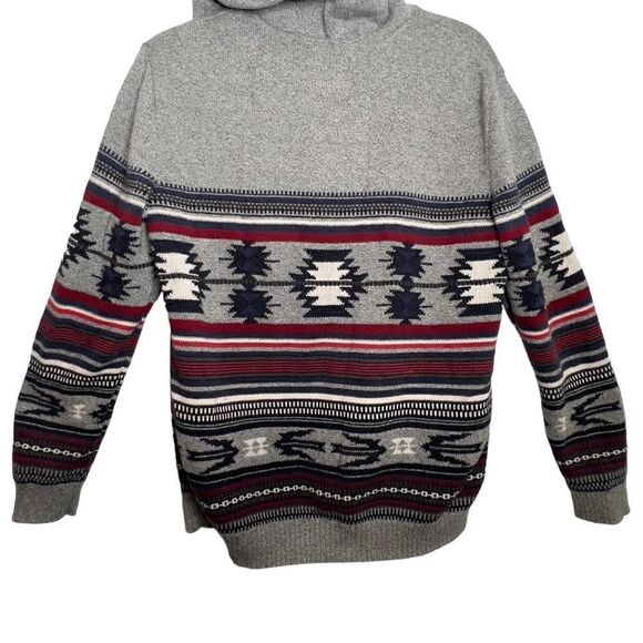 100% cotton American Eagle aztec Hooded Sweater Small - Picture 4 of 15